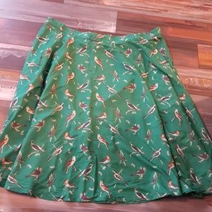 Beautiful green and bird print circle skirt